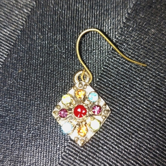 🎉FREE WITH PURCHASE🎉 Medieval Drop Earrings with multi-colour stones - Picture 2 of 3